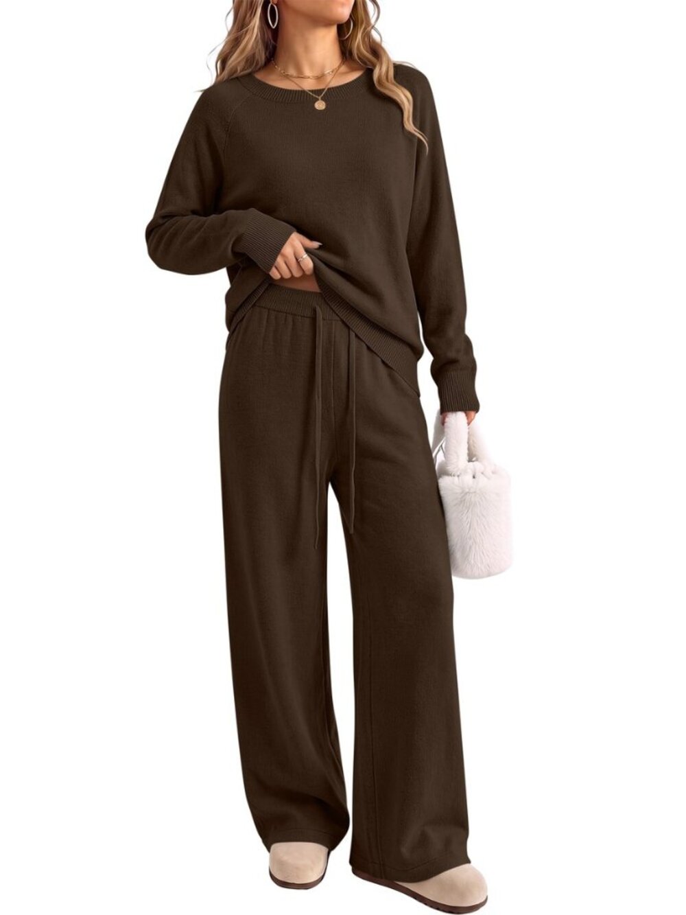 Womens 2 Piece Knit Sweater Lounge Matching Sets Fall